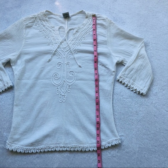 La Cotonniere, Embroidered Peasant Blouse, Size Medium - Picture 14 of 15